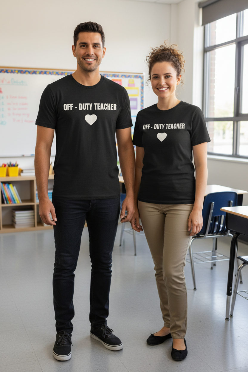 Off-Duty Teacher T-Shirt — Cute Heart Design | Gift for Teachers