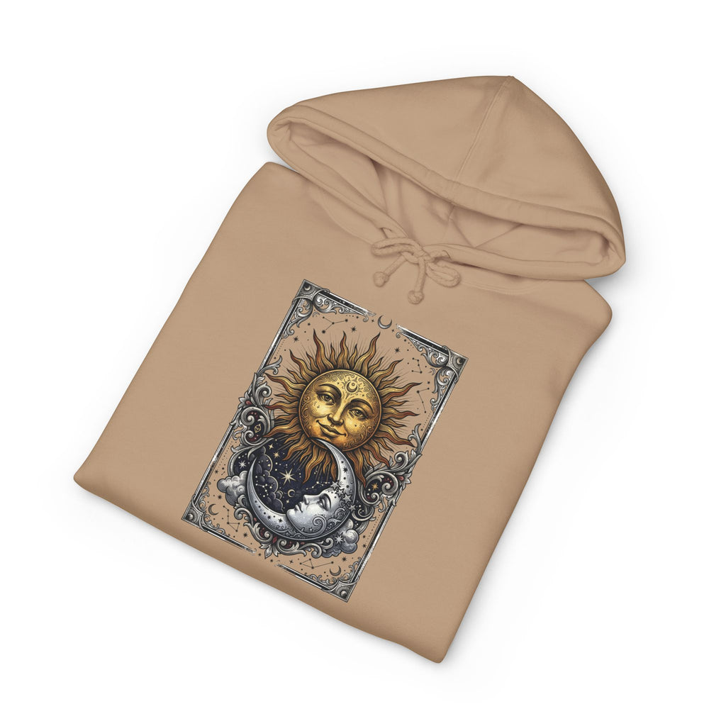 Sun & Moon Hoodie — Vintage Celestial Graphic Pullover
