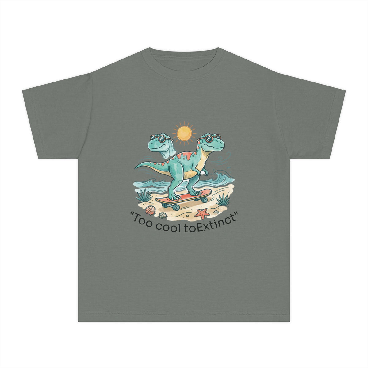 Youth Tee – "Too Cool to Extinct" Dino Graphic