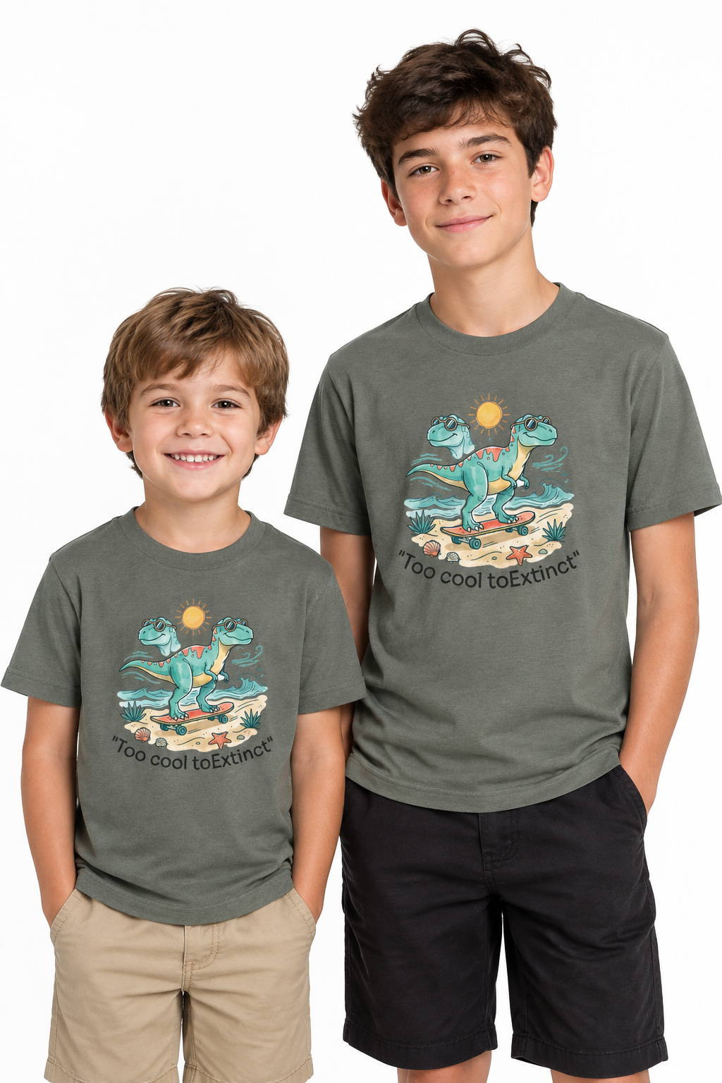 Youth Tee – "Too Cool to Extinct" Dino Graphic