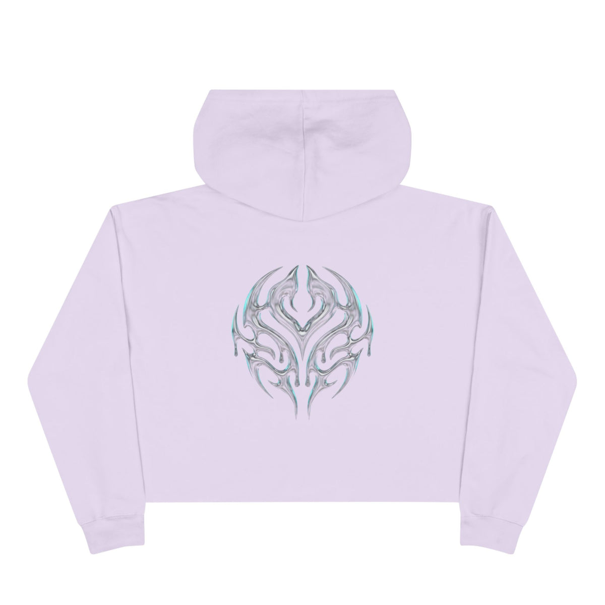 Tribal Glow Crop Hoodie — Silver Blue Tribal Emblem