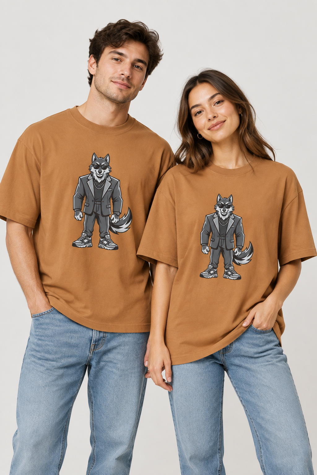 Wolf in Suit Tee — Cool Canine Graphic Oversized T-Shirt