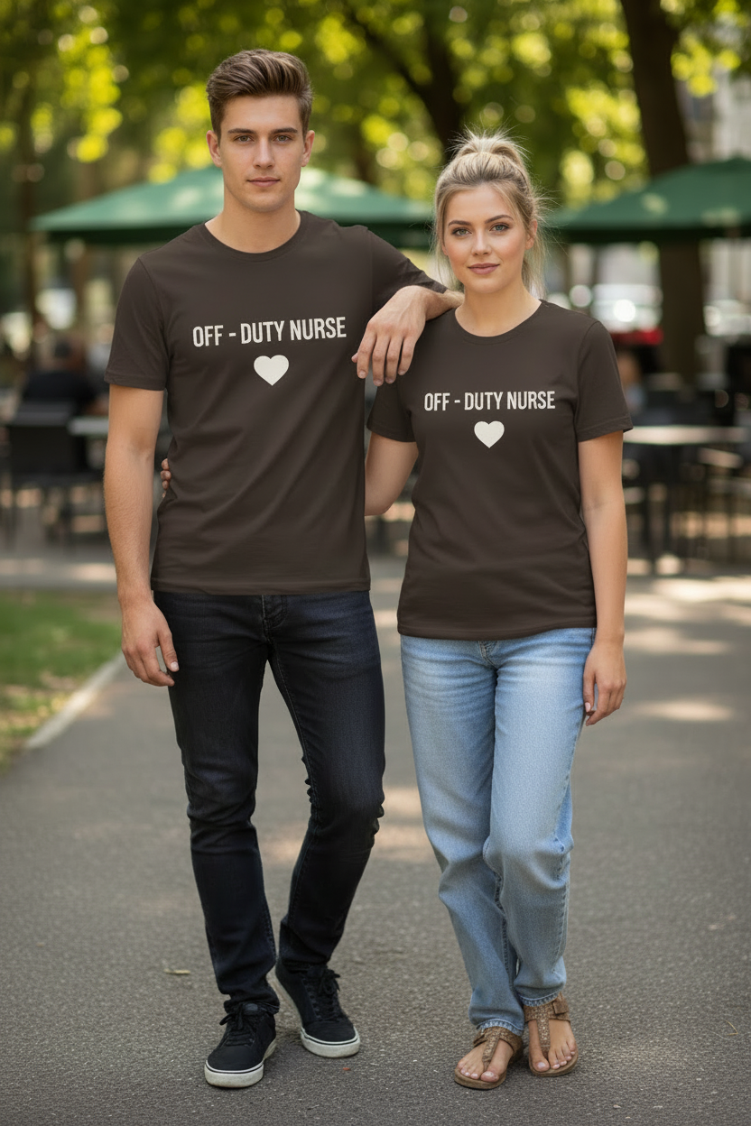 Off-Duty Nurse T-Shirt – Heart Graphic Relaxed Tee