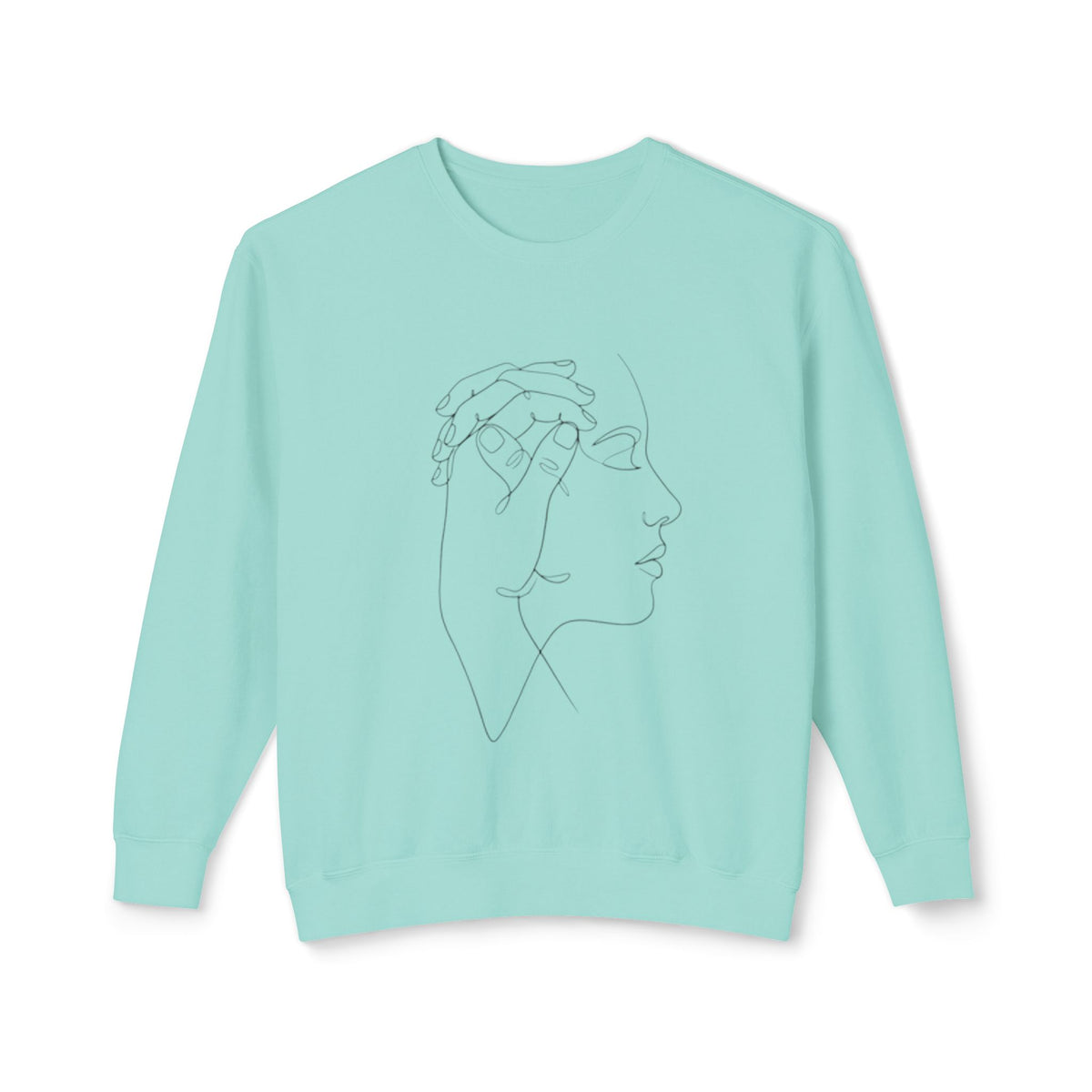 Minimal Line Art Profile Crewneck Sweatshirt — Elegant One-Line Face Design