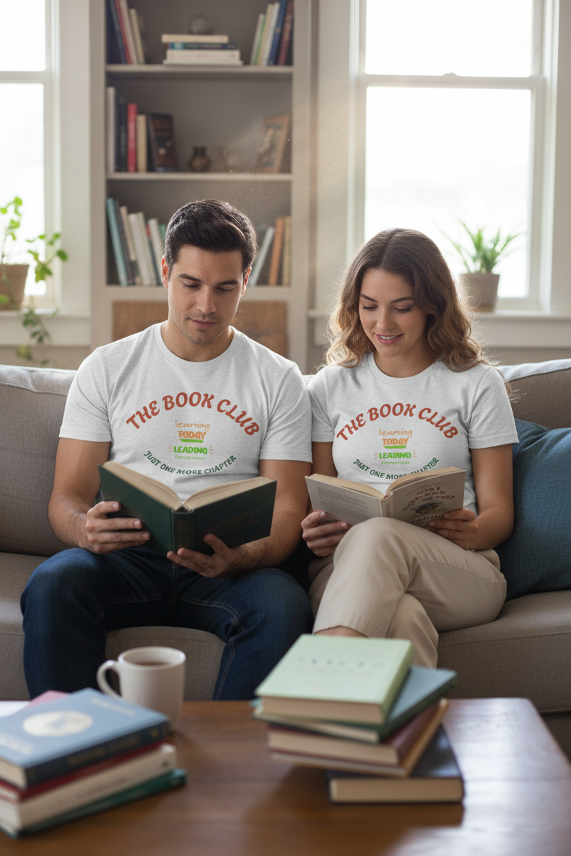 Book Club T‑Shirt — “The Book Club: Learning Today, Leading Tomorrow, Just One More Chapter”