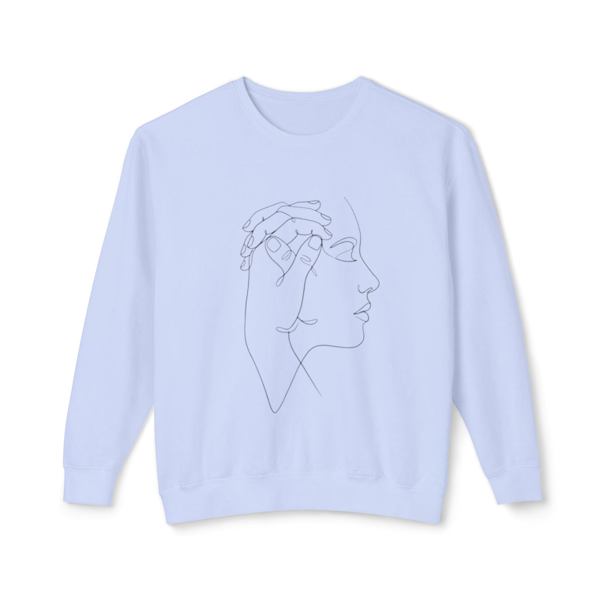 Minimal Line Art Profile Crewneck Sweatshirt — Elegant One-Line Face Design