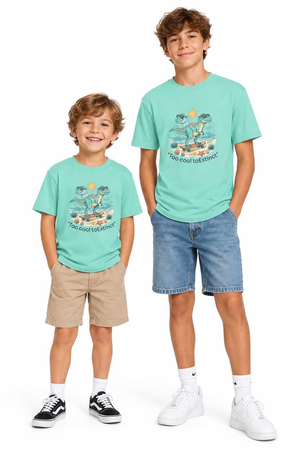 Youth Tee – "Too Cool to Extinct" Dino Graphic