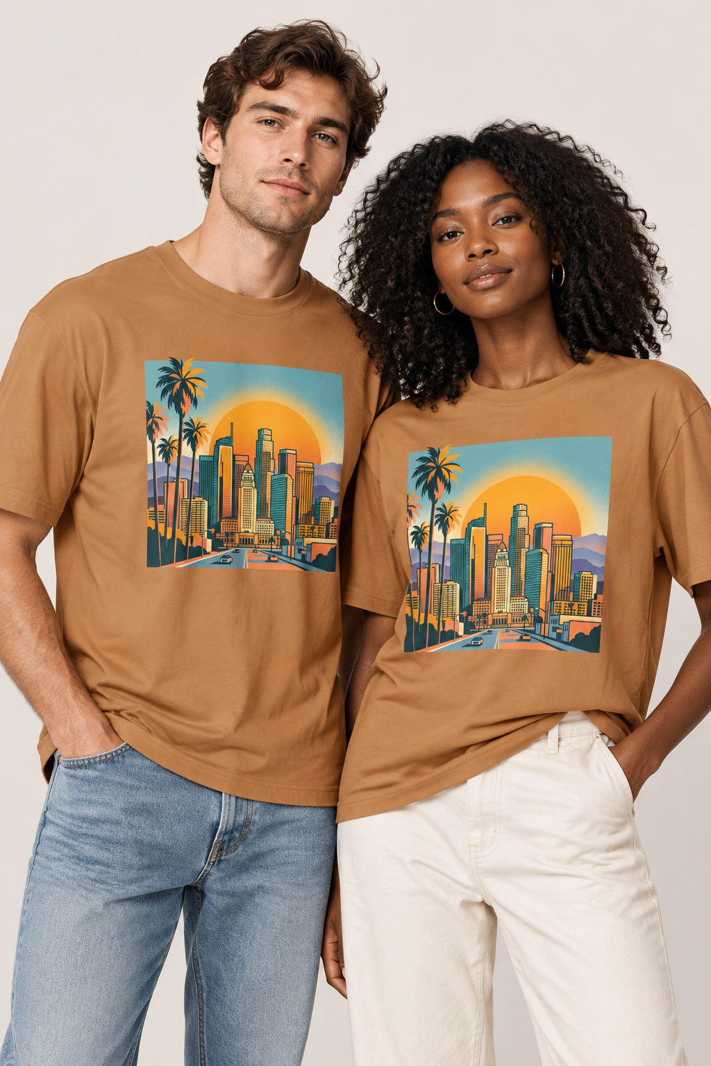 Sunset Cityscape Tee — Retro Los Angeles Skyline T-Shirt