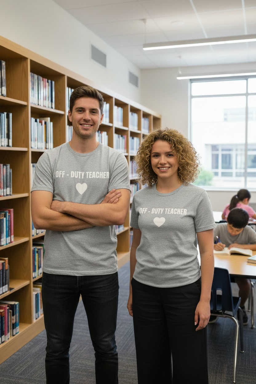 Off-Duty Teacher T-Shirt — Cute Heart Design | Gift for Teachers