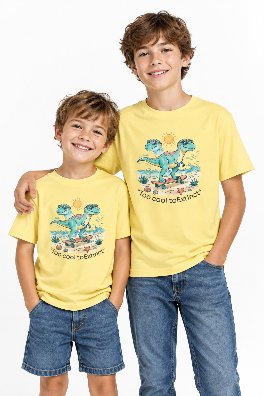 Youth Tee – "Too Cool to Extinct" Dino Graphic
