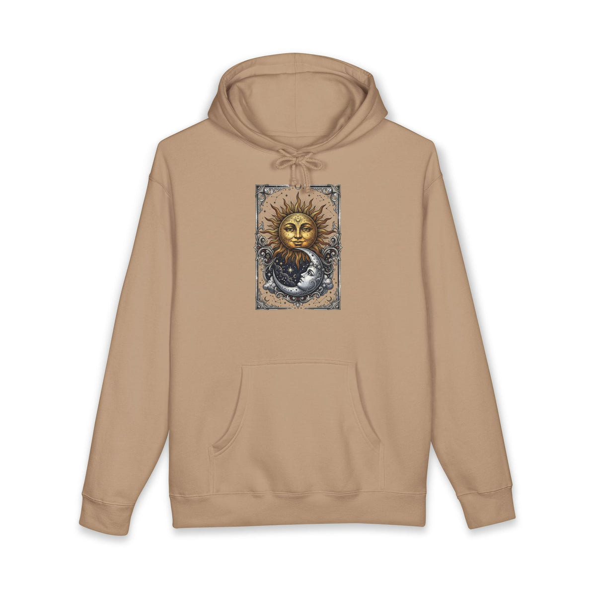 Sun & Moon Hoodie — Vintage Celestial Graphic Pullover