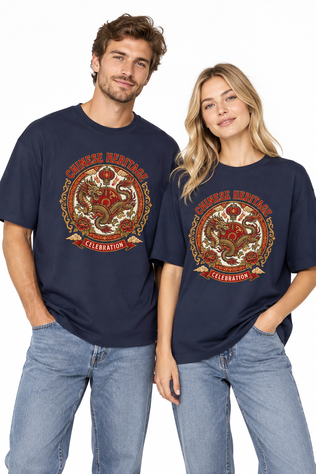 Chinese Heritage Celebration Tee — Dragon Emblem Oversized T‑Shirt
