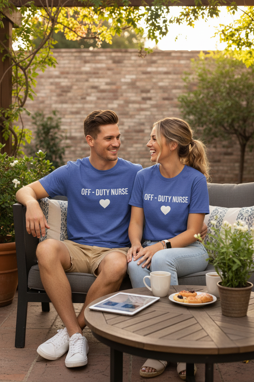 Off-Duty Nurse T-Shirt – Heart Graphic Relaxed Tee