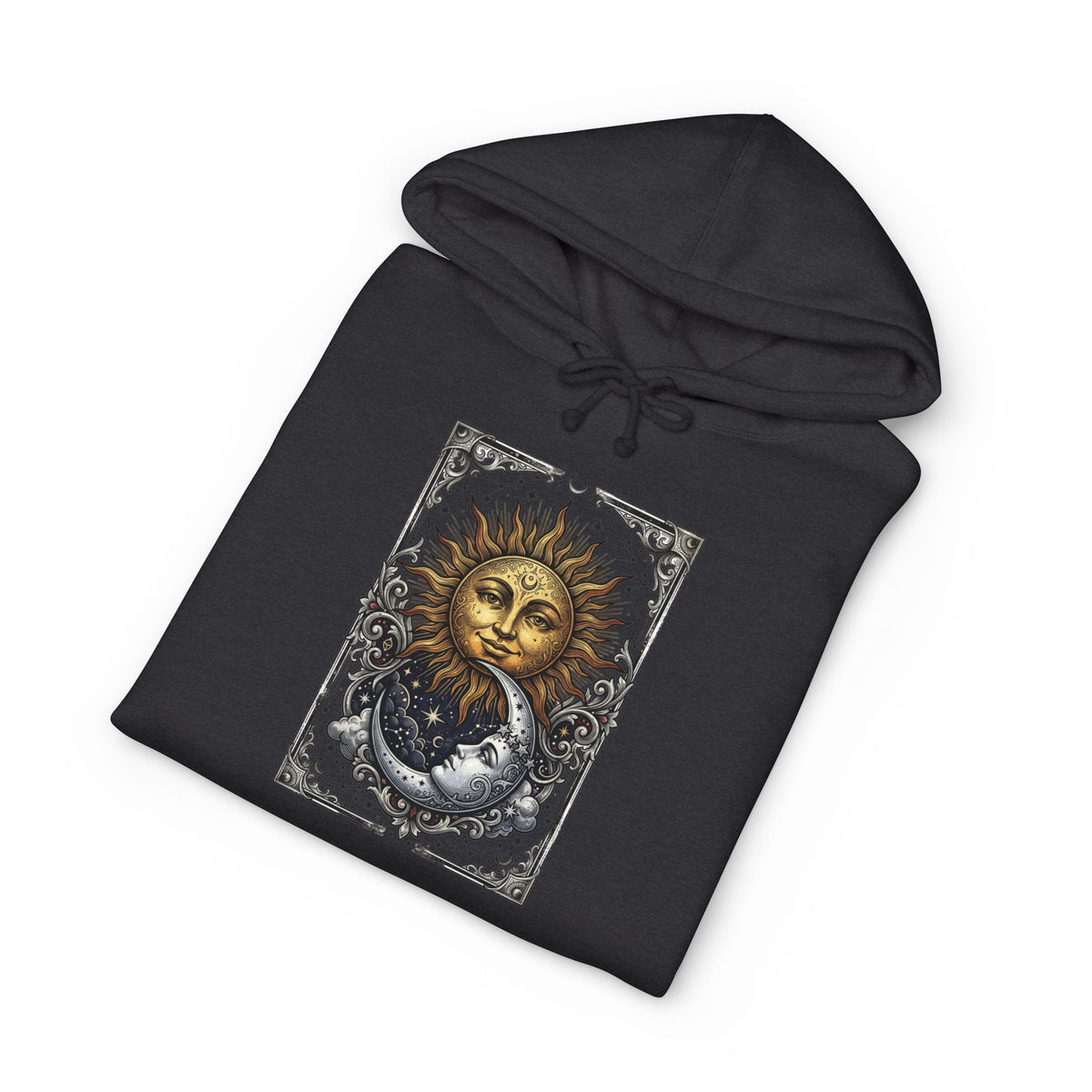 Sun & Moon Hoodie — Vintage Celestial Graphic Pullover