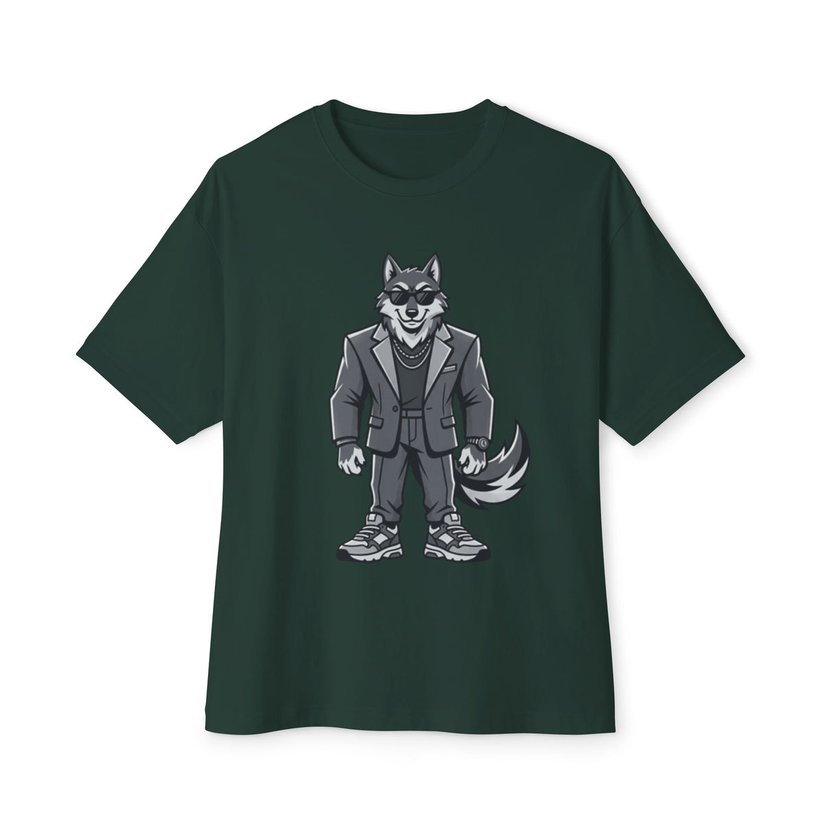 Wolf in Suit Tee — Cool Canine Graphic Oversized T-Shirt