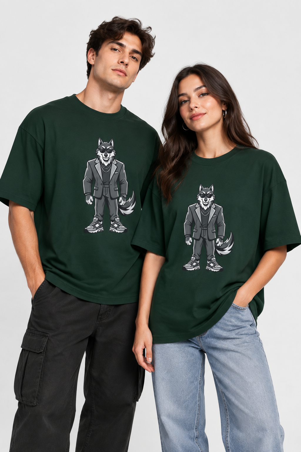 Wolf in Suit Tee — Cool Canine Graphic Oversized T-Shirt