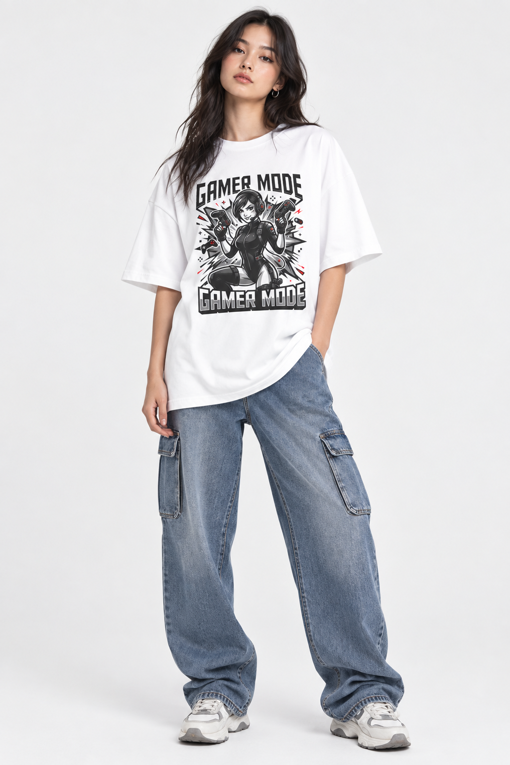 Gamer Mode Tee — Retro Female Gamer Graphic T-Shirt