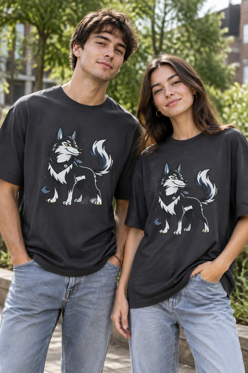 Husky Wolf Graphic Tee — Cute Arctic Dog Illustration T-Shirt