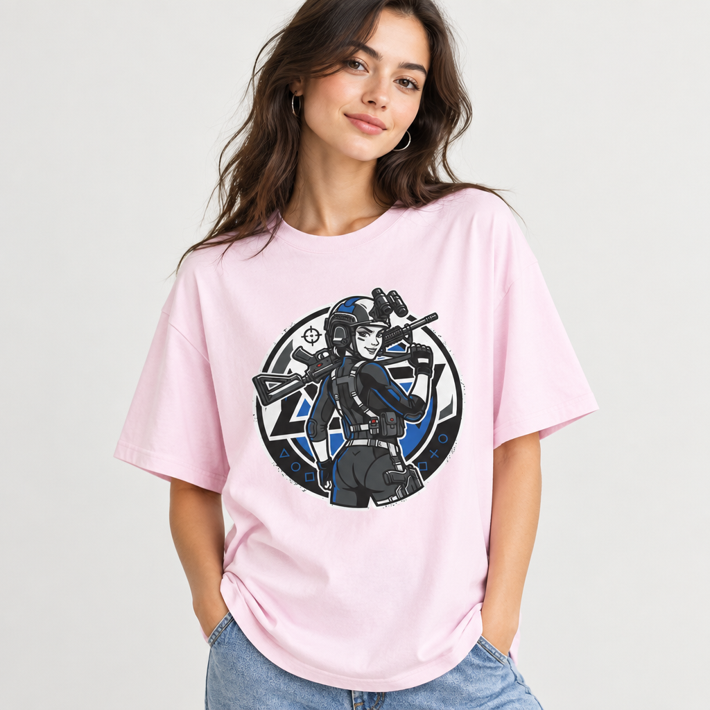 Tactical Sniper Graphic Tee — Female Sniper Gamer Shirt