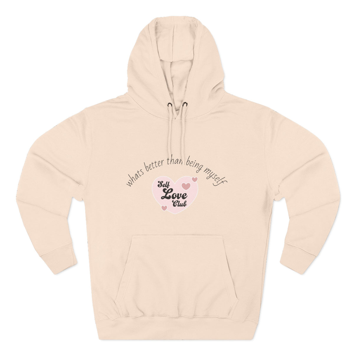 Hoodie "Self Love Club" Cute Heart Graphic - Inspirational Cozy Pullover
