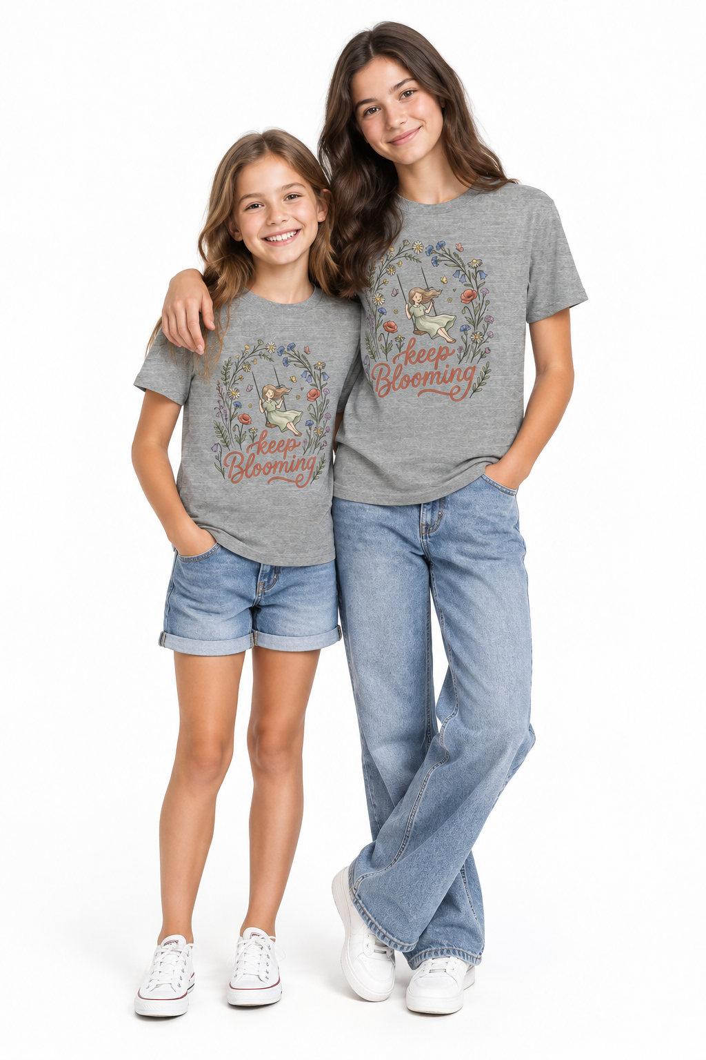 Youth Tee — "Keep Blooming" Floral Girl Gardening Shirt