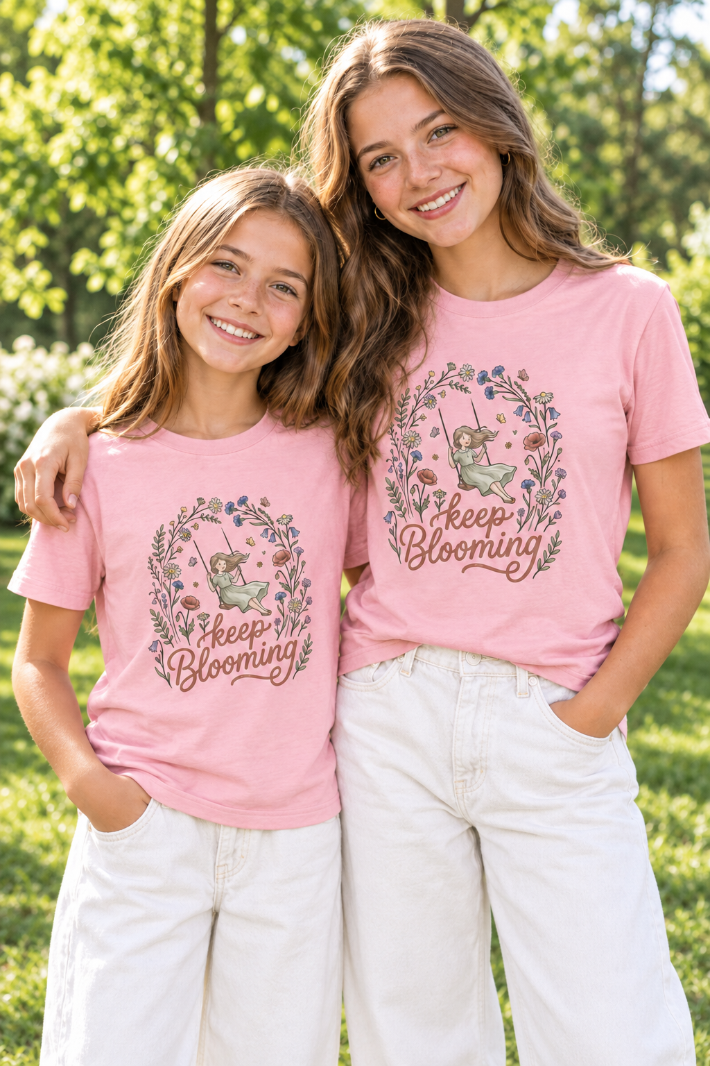 Youth Tee — "Keep Blooming" Floral Girl Gardening Shirt