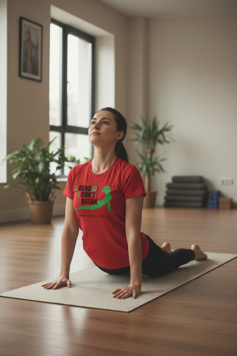 Yoga T-Shirt — “I Bend So I Don’t Break” Mind // Body // Spirit Tee