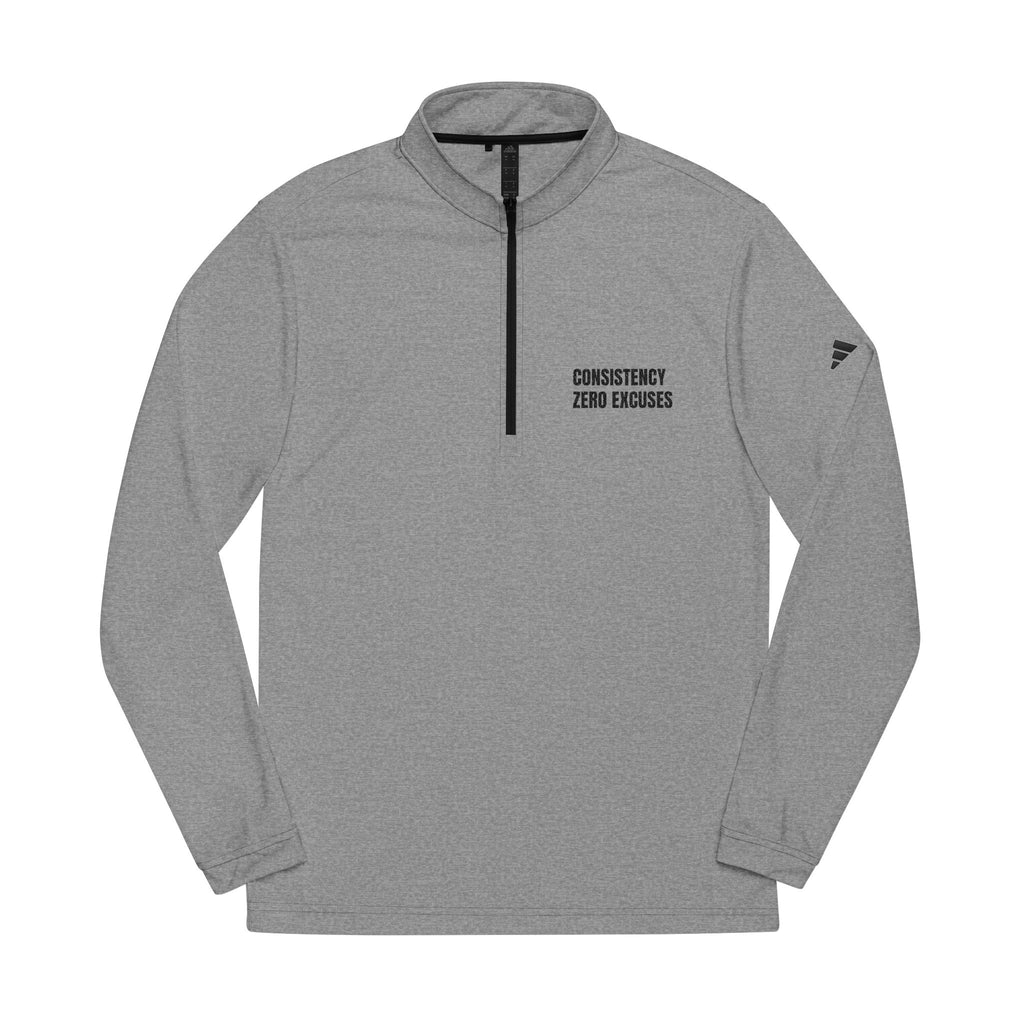Embroidered Quarter-Zip Pullover — "Consistency Brings Changes"