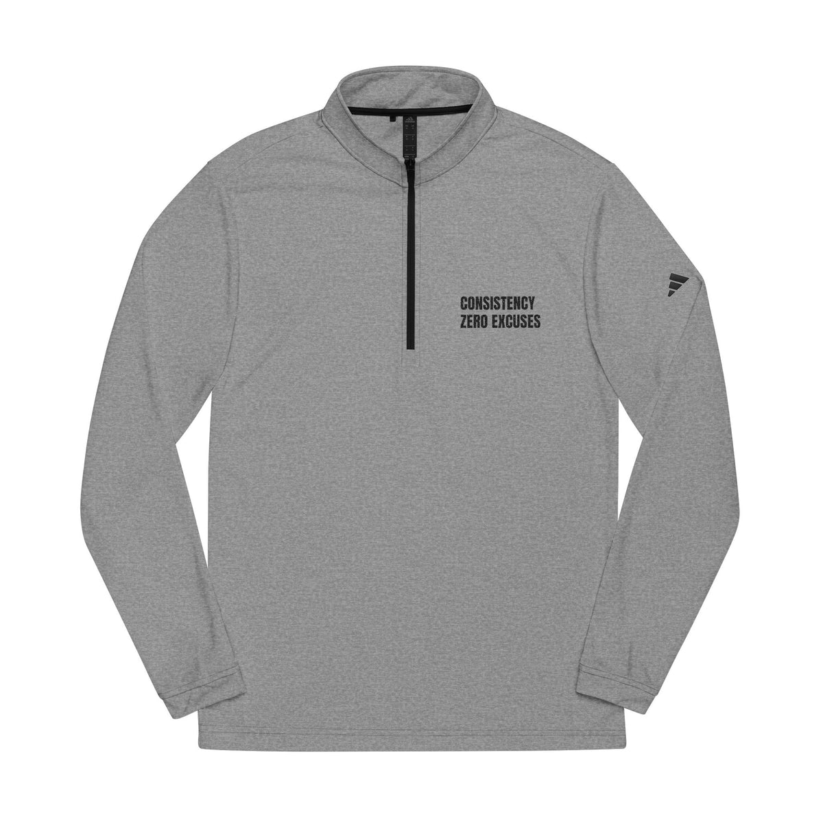 Embroidered Quarter-Zip Pullover — "Consistency Brings Changes"