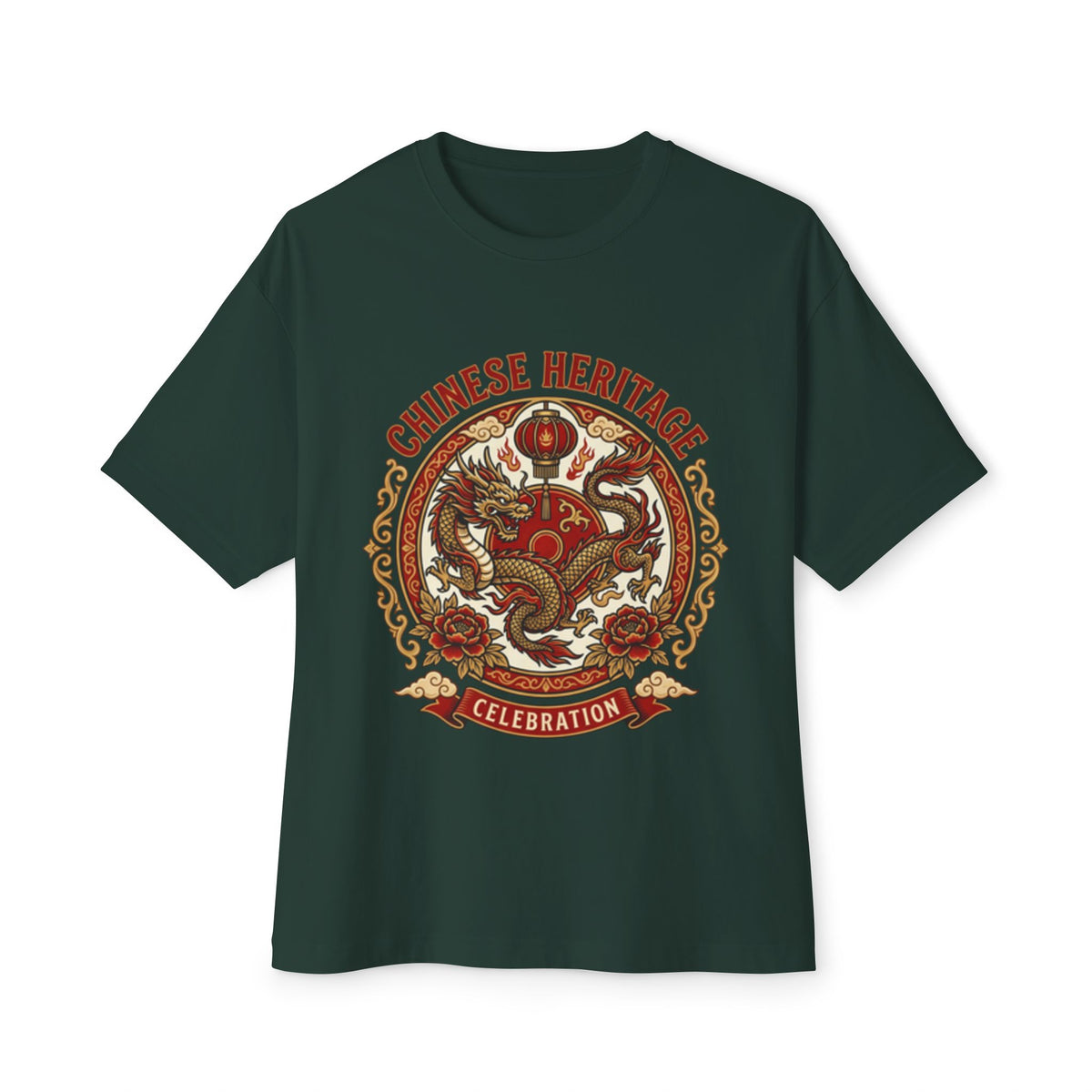 Chinese Heritage Celebration Tee — Dragon Emblem Oversized T‑Shirt
