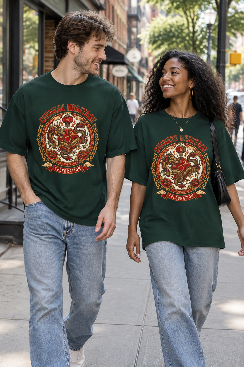 Chinese Heritage Celebration Tee — Dragon Emblem Oversized T‑Shirt