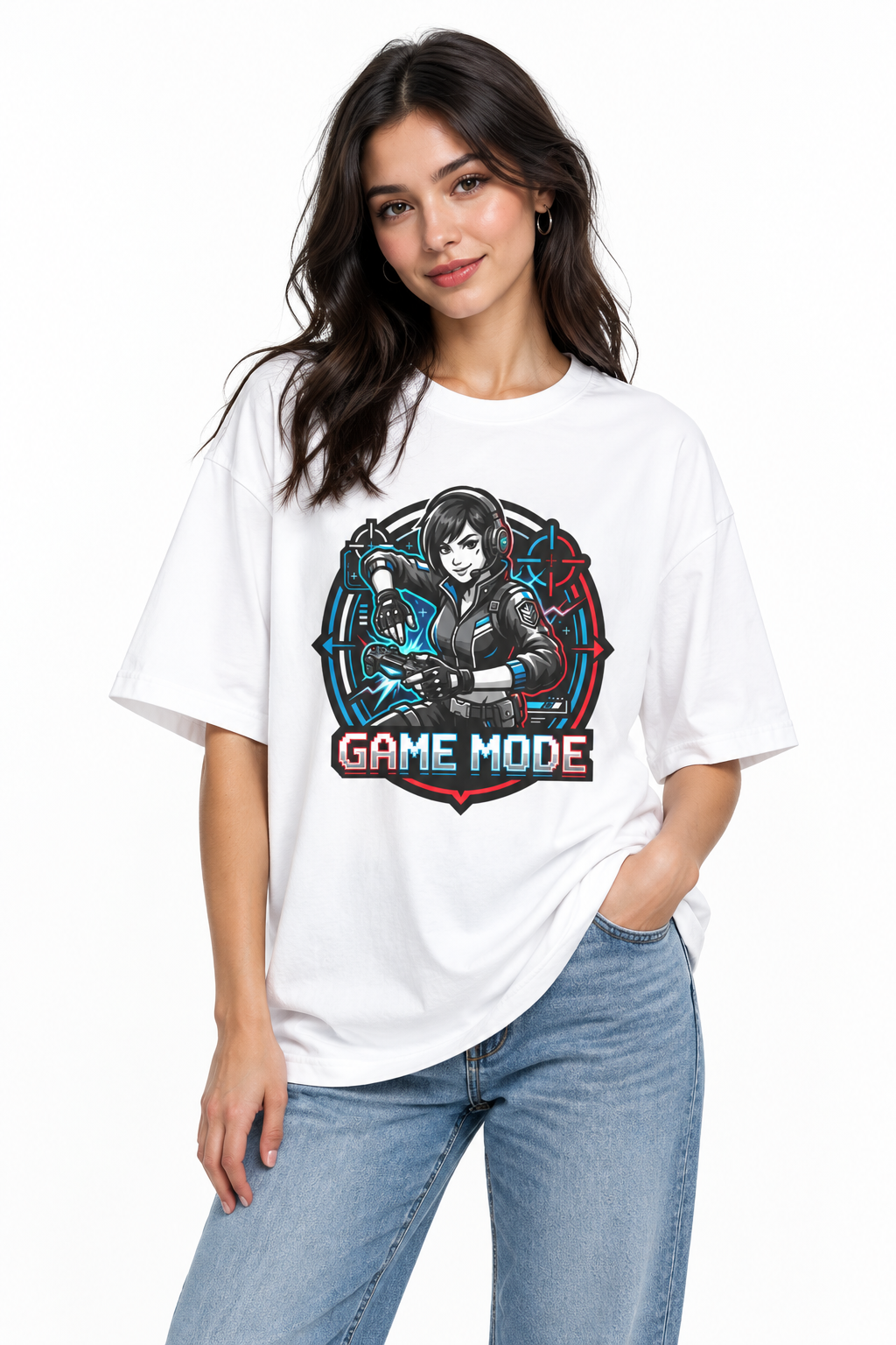 Game Mode Tee — Gamer Graphic Oversized T‑Shirt