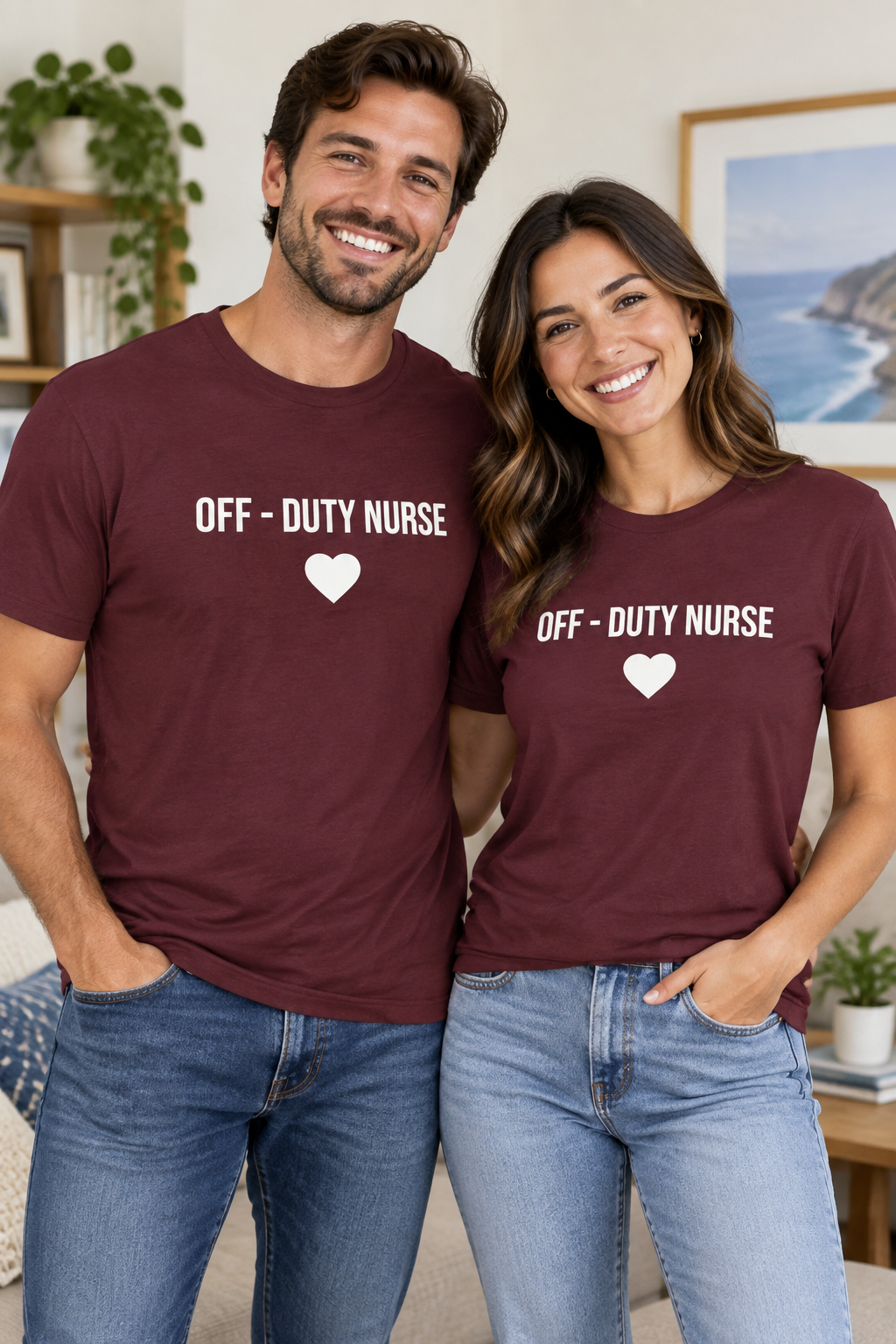 Off-Duty Nurse T-Shirt – Heart Graphic Relaxed Tee