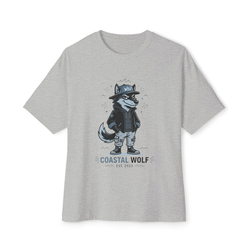 Coastal Wolf Graphic Tee — "Coastal Wolf" Casual Oversized T-Shirt