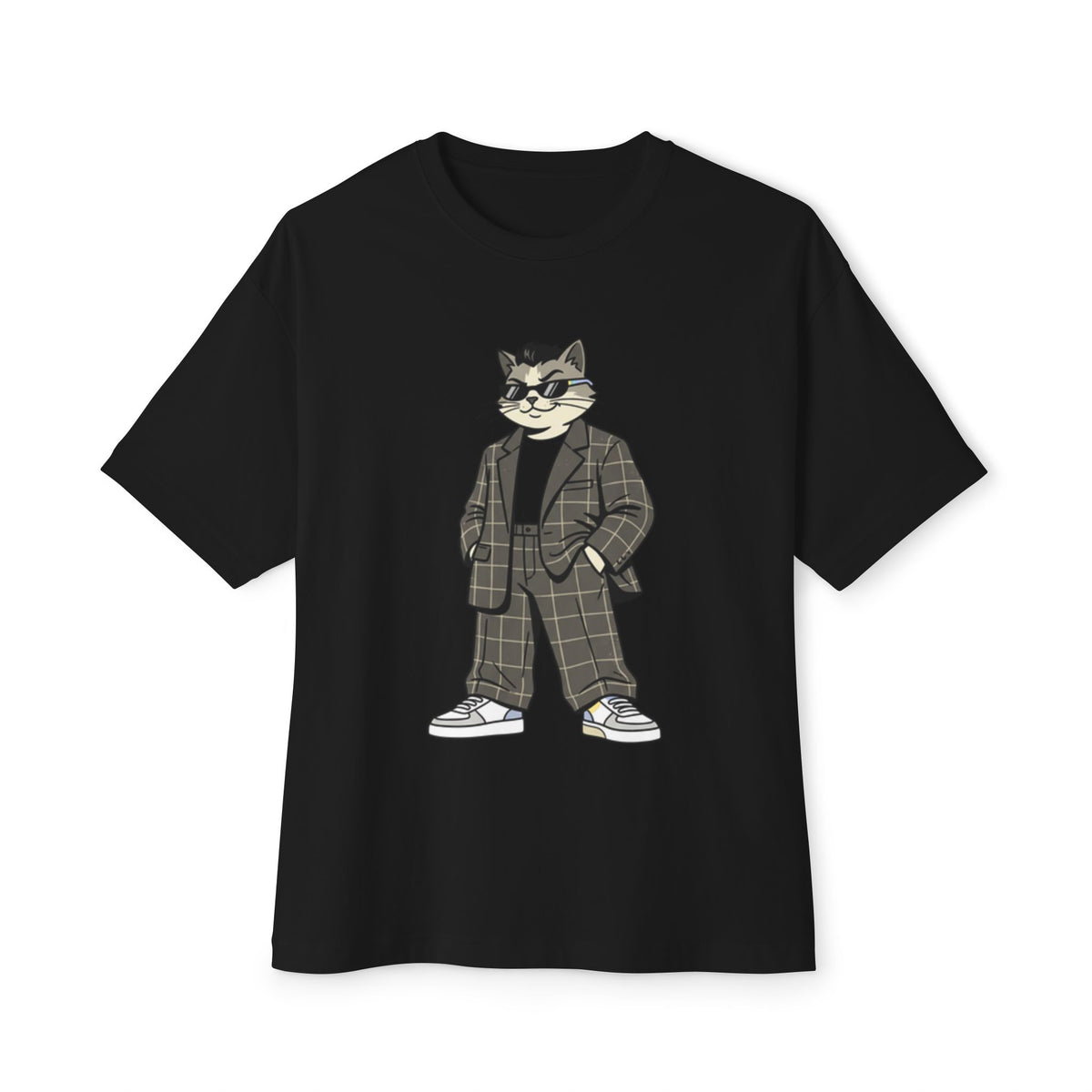 Cat in Plaid Suit Tee — Cool Retro Cat Graphic T-Shirt