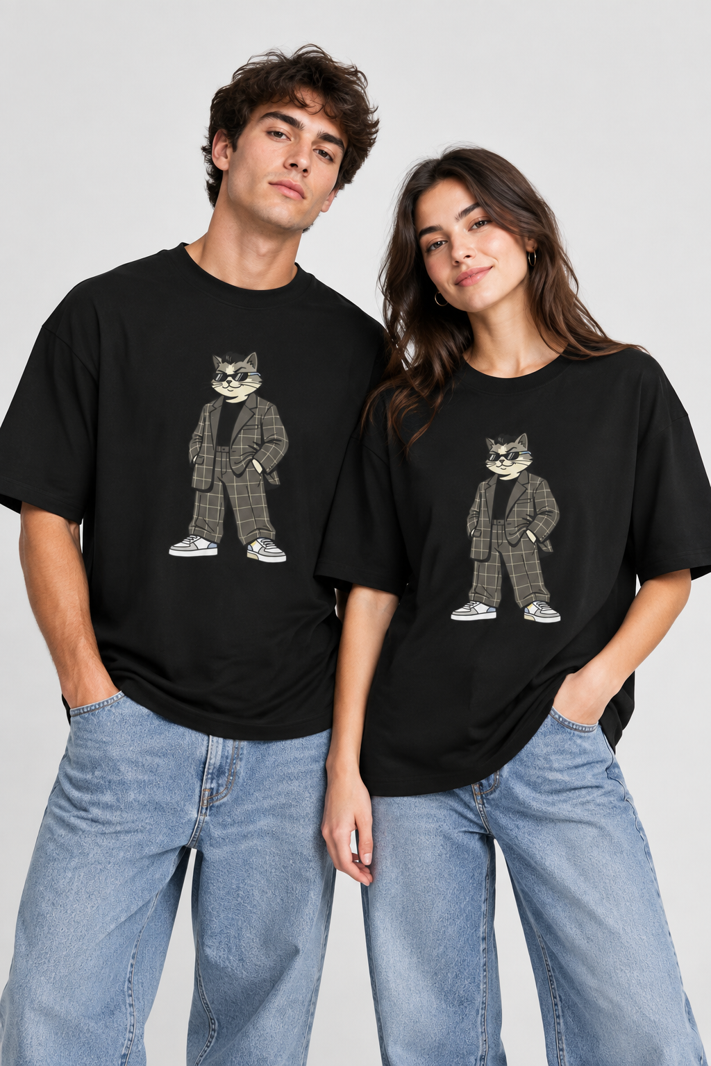 Cat in Plaid Suit Tee — Cool Retro Cat Graphic T-Shirt