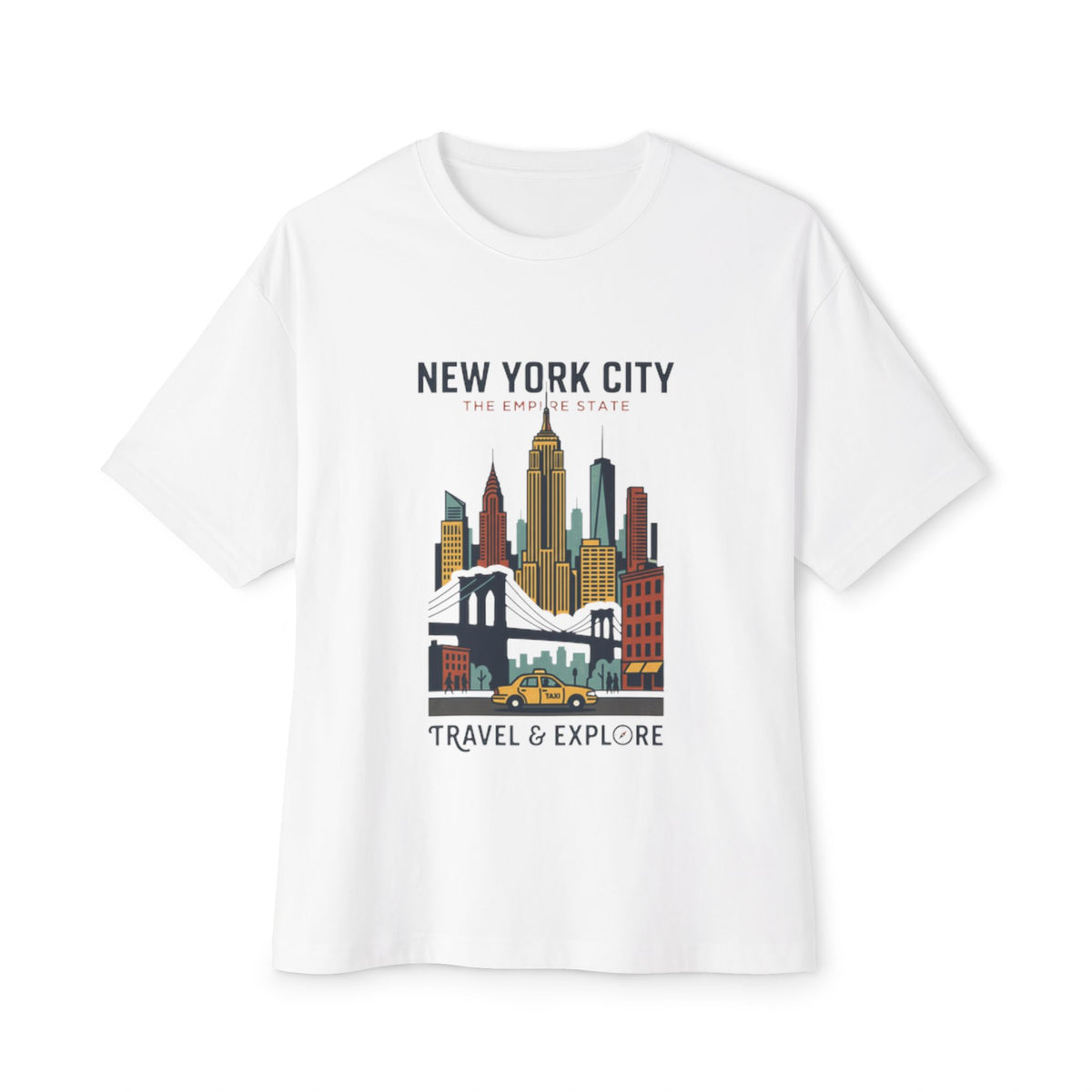 New York City Skyline Tee — "Travel & Explore" Vintage NYC Graphic Shirt