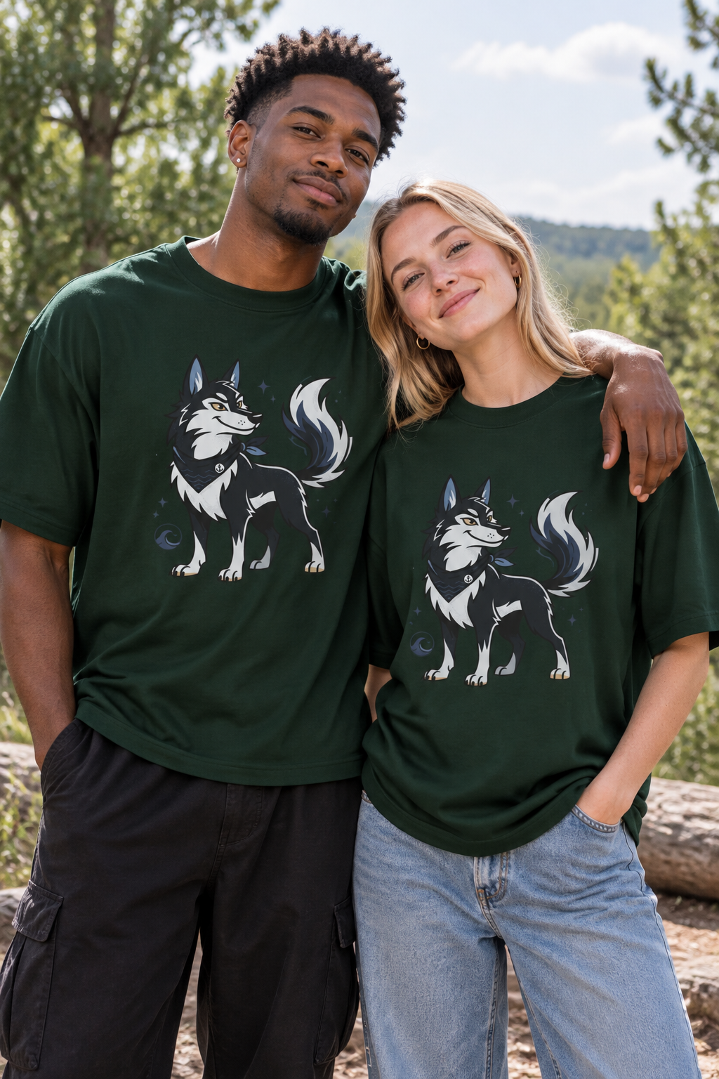 Husky Wolf Graphic Tee — Cute Arctic Dog Illustration T-Shirt