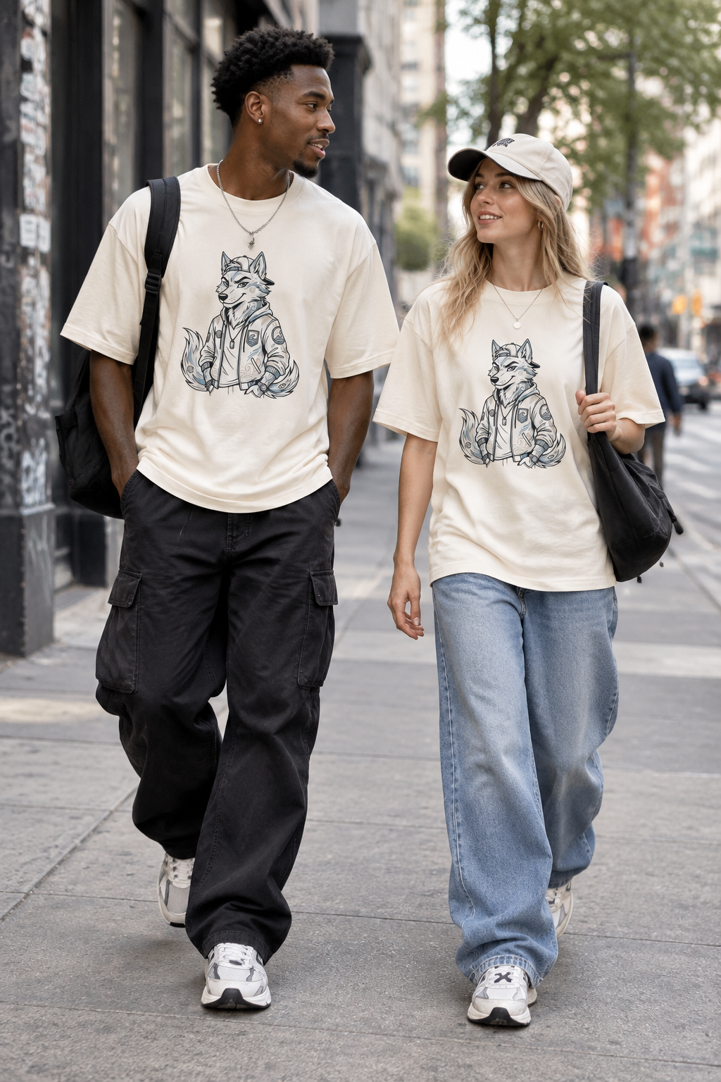 Wolf Character Tee — Cool Fox Jacket Graphic T-Shirt