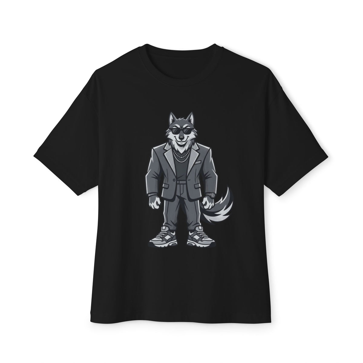 Wolf in Suit Tee — Cool Canine Graphic Oversized T-Shirt