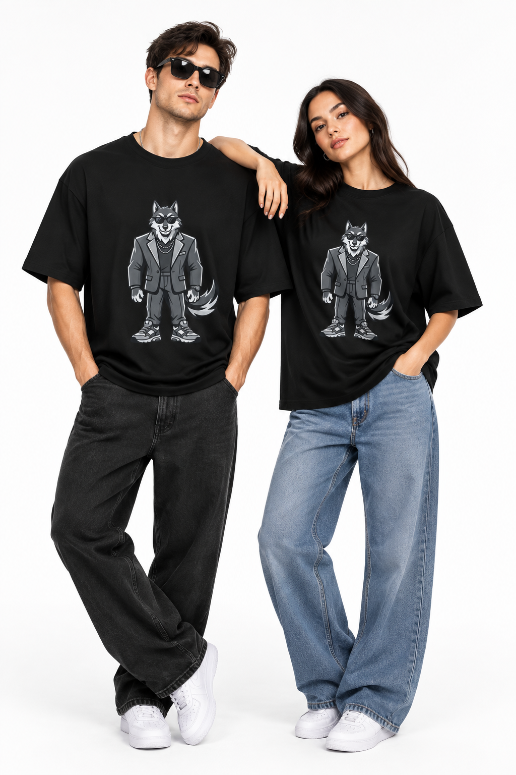 Wolf in Suit Tee — Cool Canine Graphic Oversized T-Shirt
