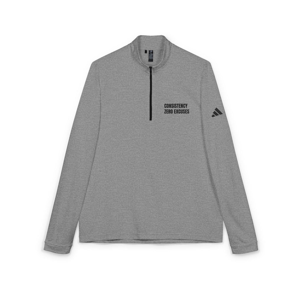 Embroidered Quarter-Zip Pullover — "Consistency Brings Changes"