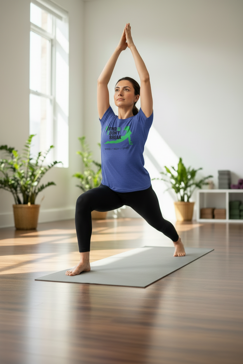 Yoga T-Shirt — “I Bend So I Don’t Break” Mind // Body // Spirit Tee