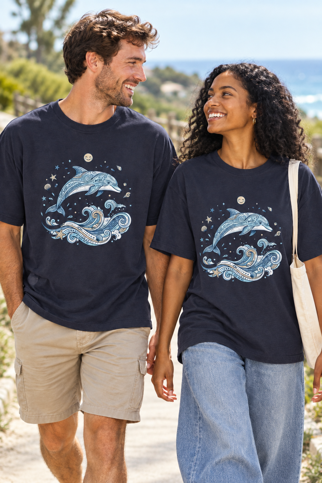 Dolphin Wave Tee — Nautical Ocean Art Graphic T-Shirt