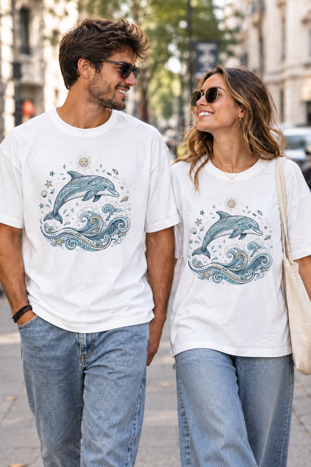 Dolphin Wave Tee — Nautical Ocean Art Graphic T-Shirt