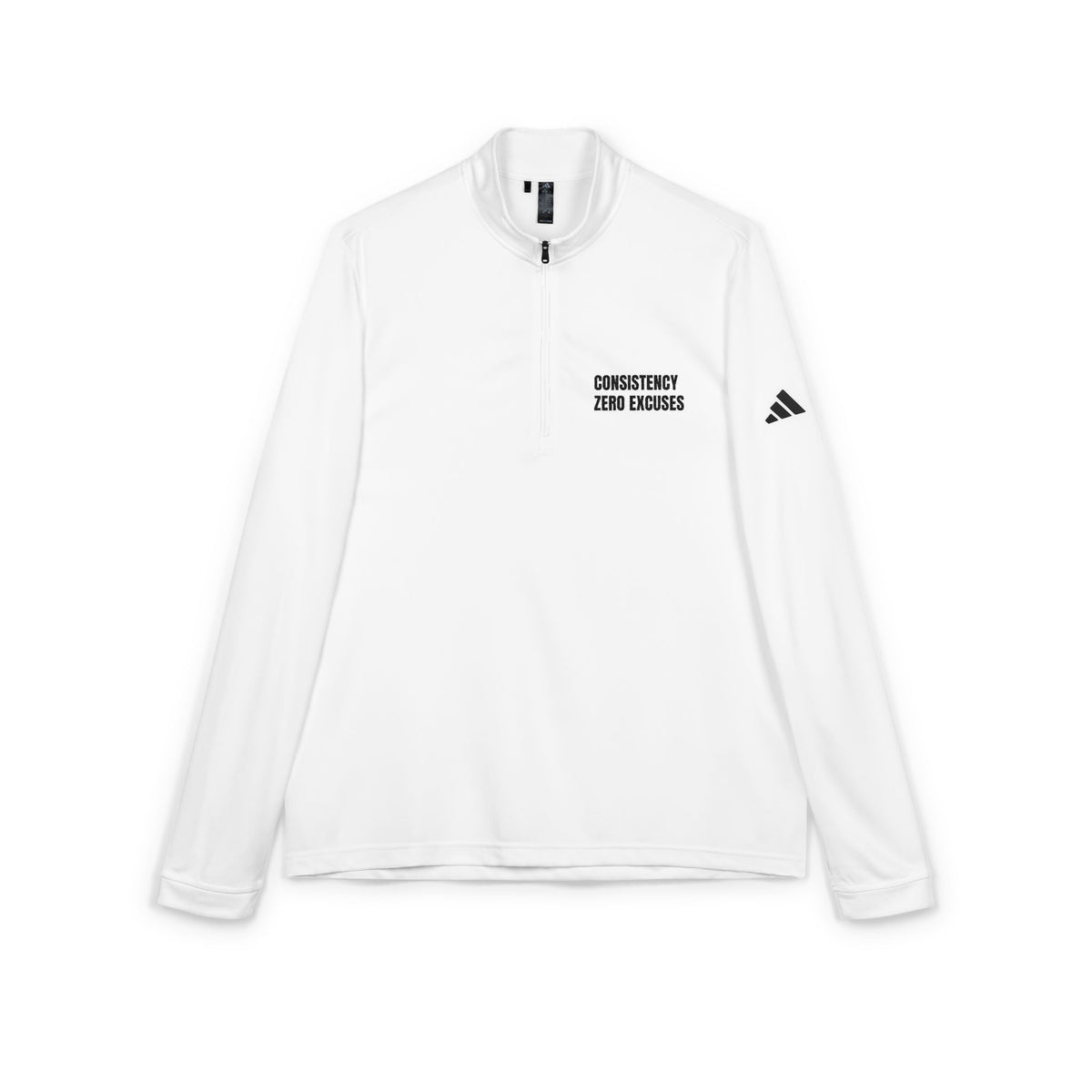 Embroidered Quarter-Zip Pullover — "Consistency Brings Changes"