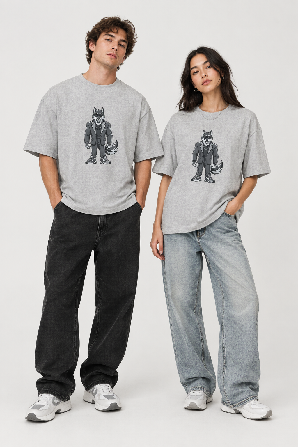 Wolf in Suit Tee — Cool Canine Graphic Oversized T-Shirt