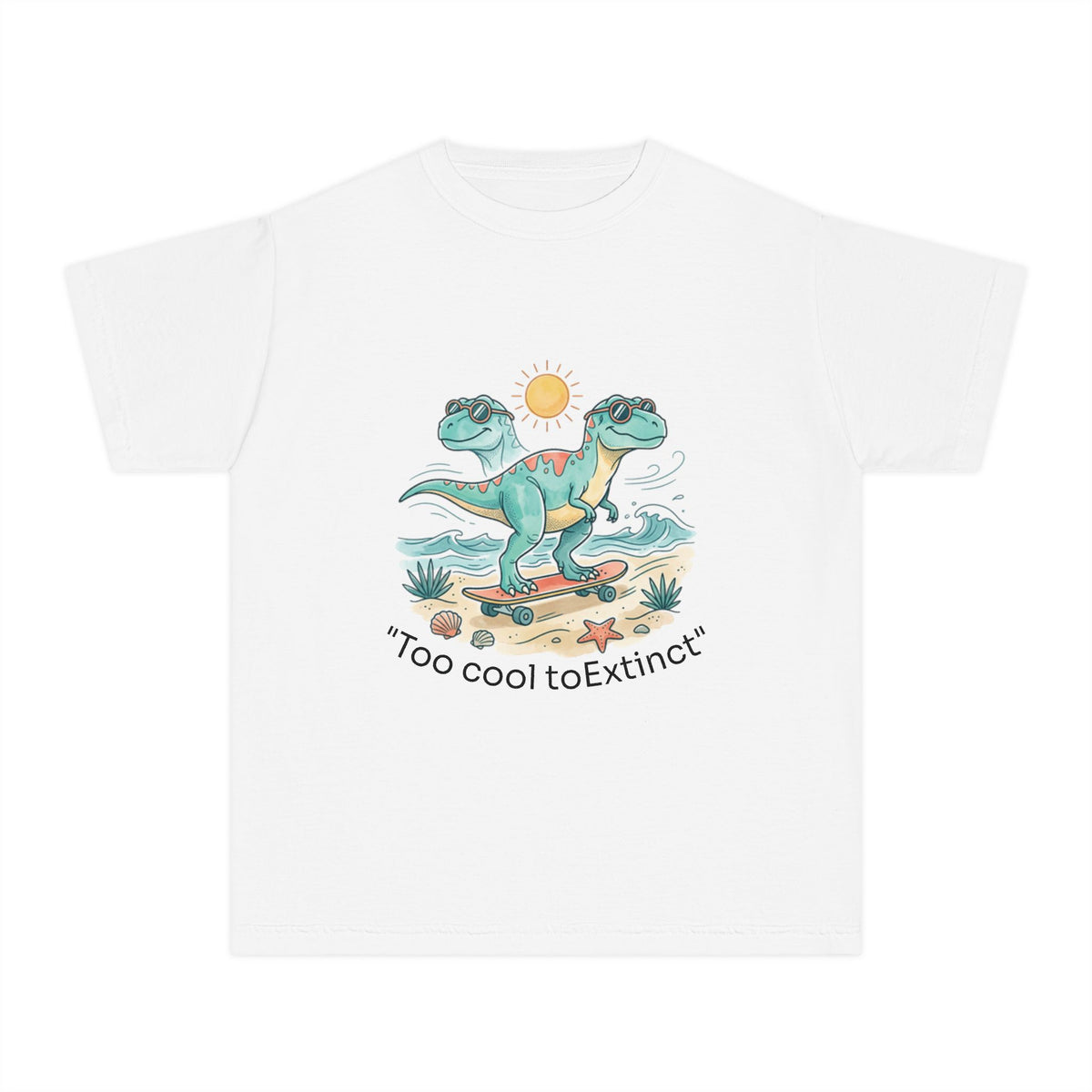 Youth Tee – "Too Cool to Extinct" Dino Graphic