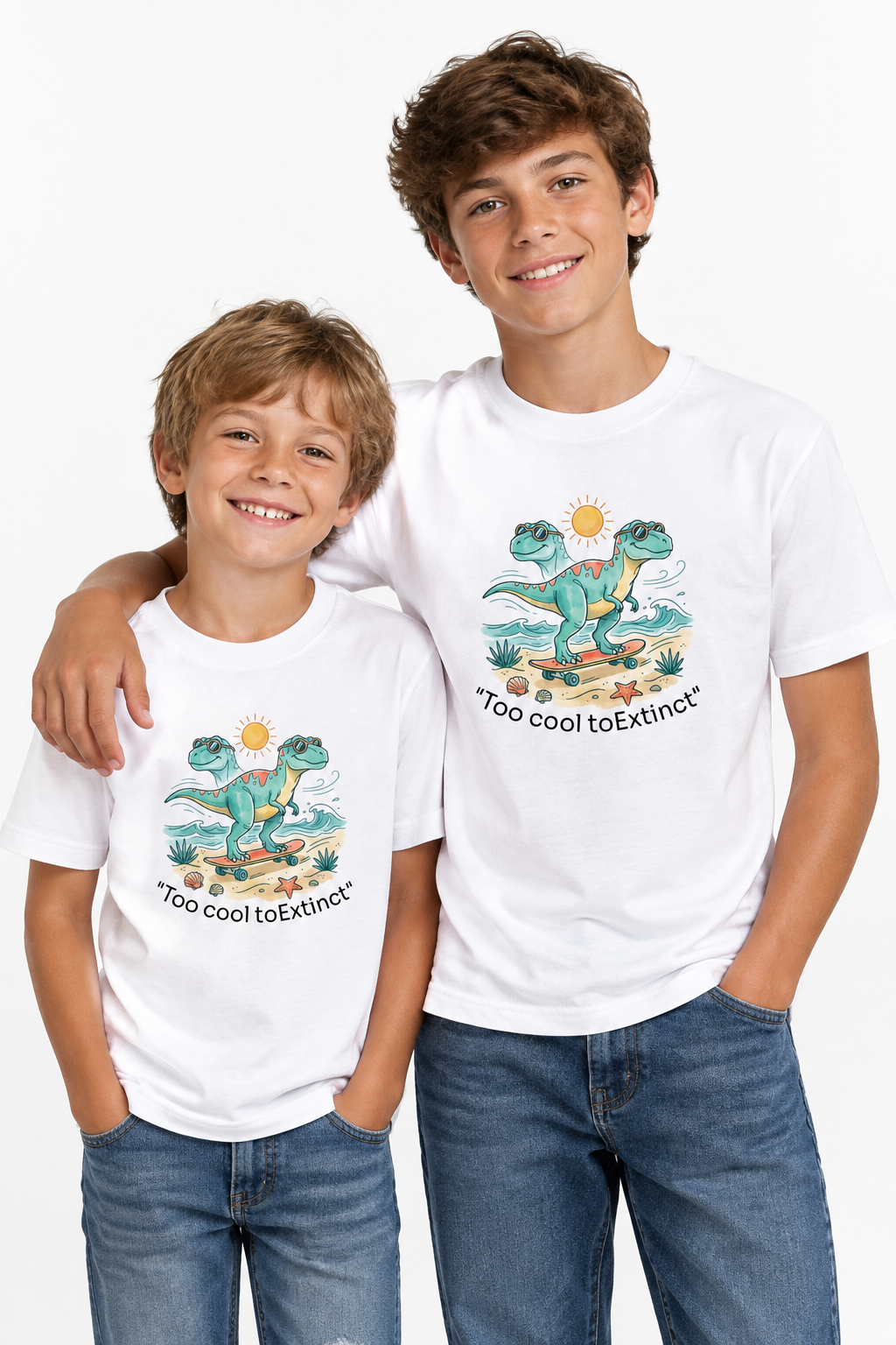 Youth Tee – "Too Cool to Extinct" Dino Graphic