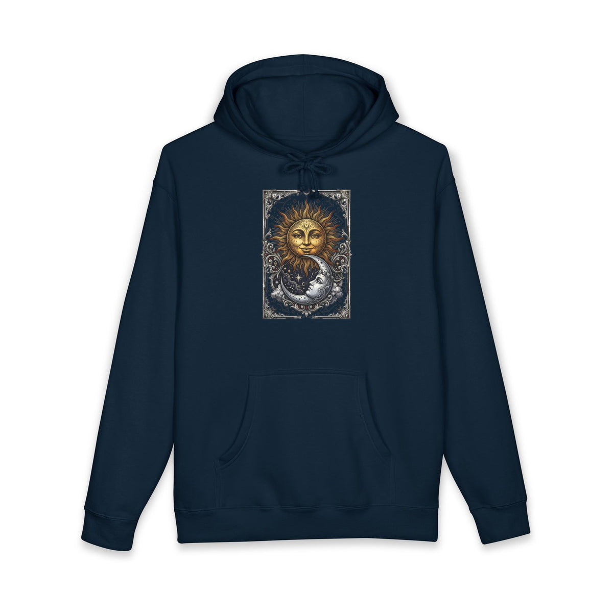Sun & Moon Hoodie — Vintage Celestial Graphic Pullover